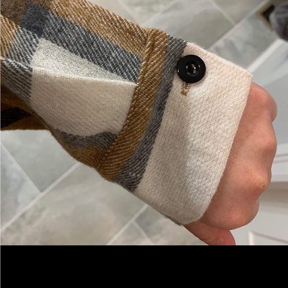 Womens Casual Plaid Shacket Wool Blend Button Down Long Sleeve Shirt Fall Jacket - Picture 6 of 6